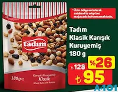 TADIM KLASİK KARIŞIK KURUYEMİŞ 180 G fiyat ve kampanya bilgisi